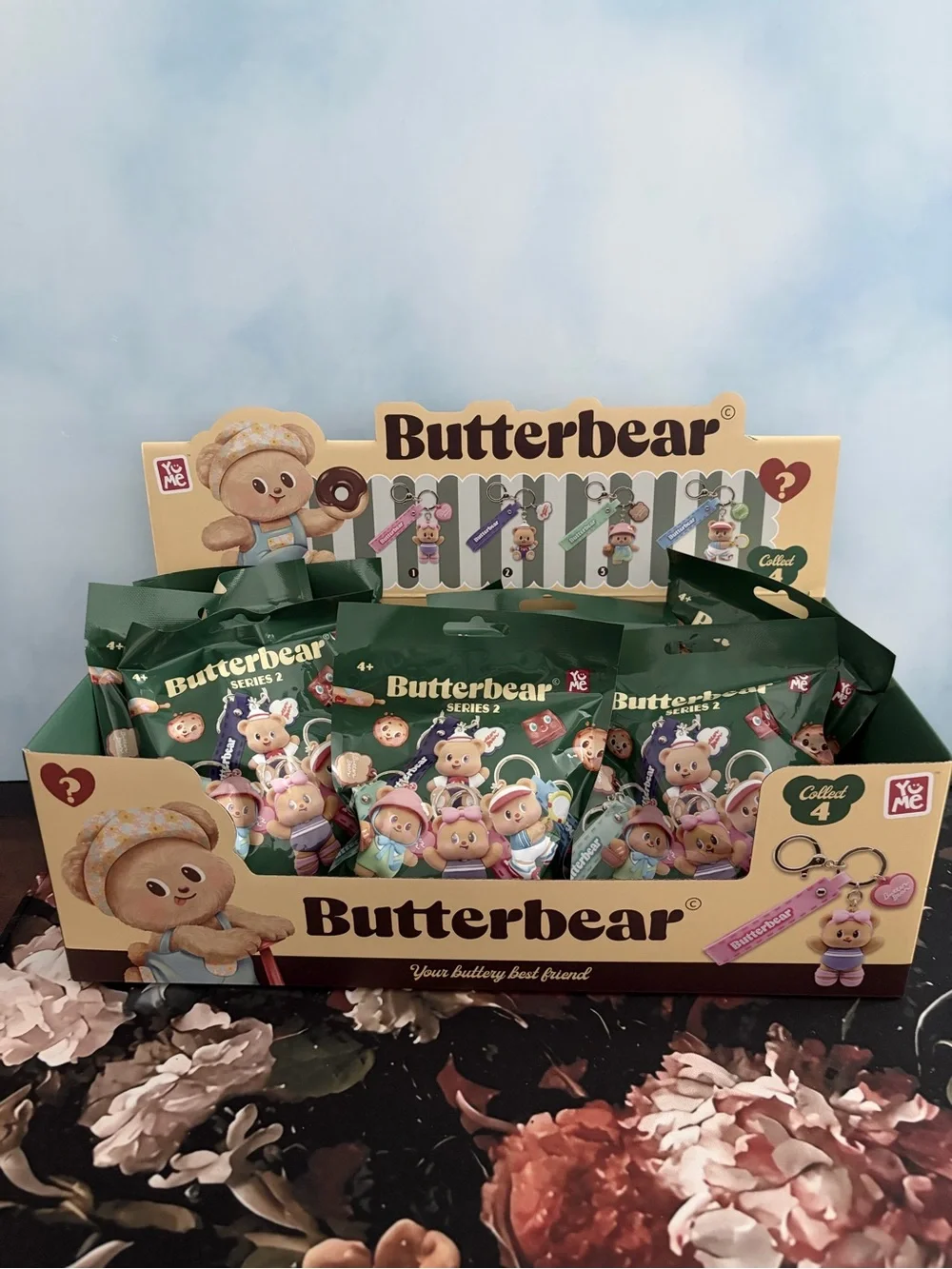 Adorable Butter Bear Keychain Set, Pink, Green, Blue Straps - Series 2 FULL SET